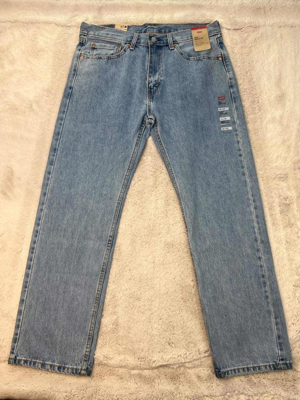 Levis 505 Classic Straight Jeans Mens 35x30 Light Blue Cotton New with Tag